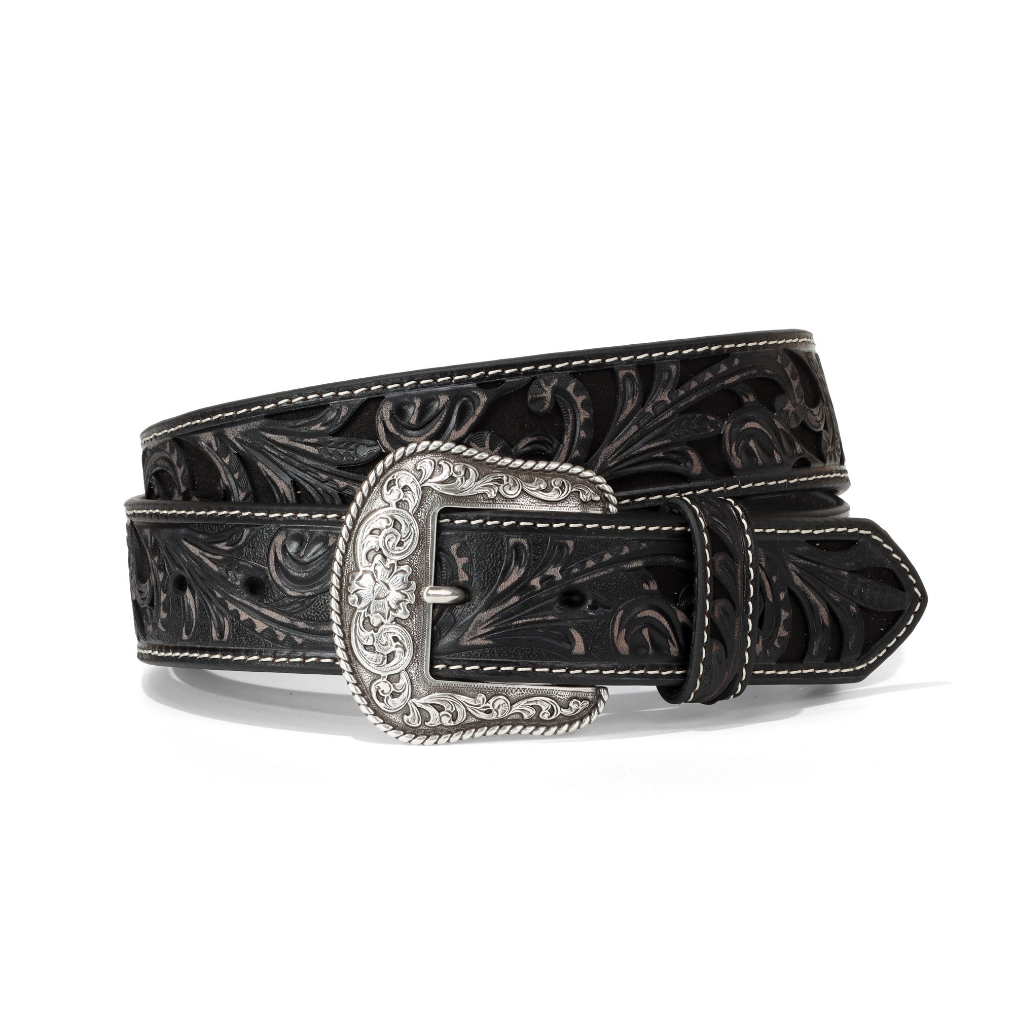 Ariat Women's Black Floral Embossed Belt