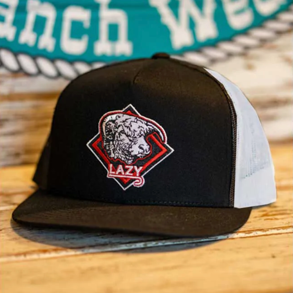 Lazy J Ranch Wear Black & White Diamond Hereford Patch Cap