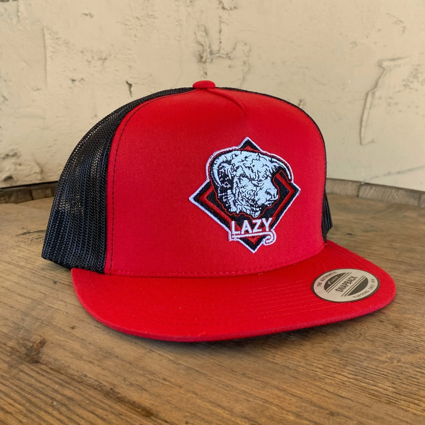 Lazy J Ranch Wear Red & Black Diamond Hereford Patch Cap