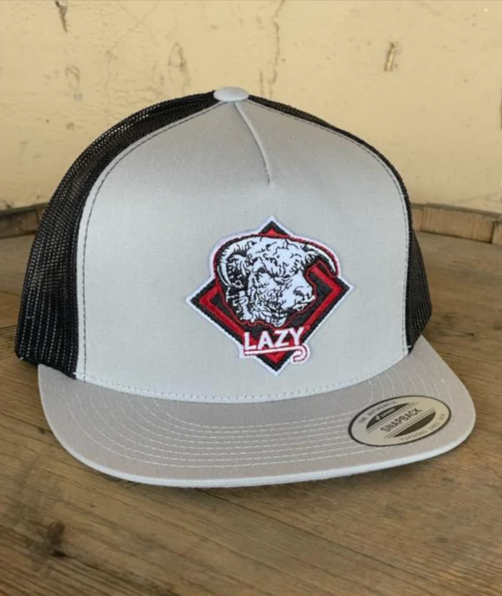 Lazy J Ranch Wear Silver & Black Diamond Hereford Patch Cap