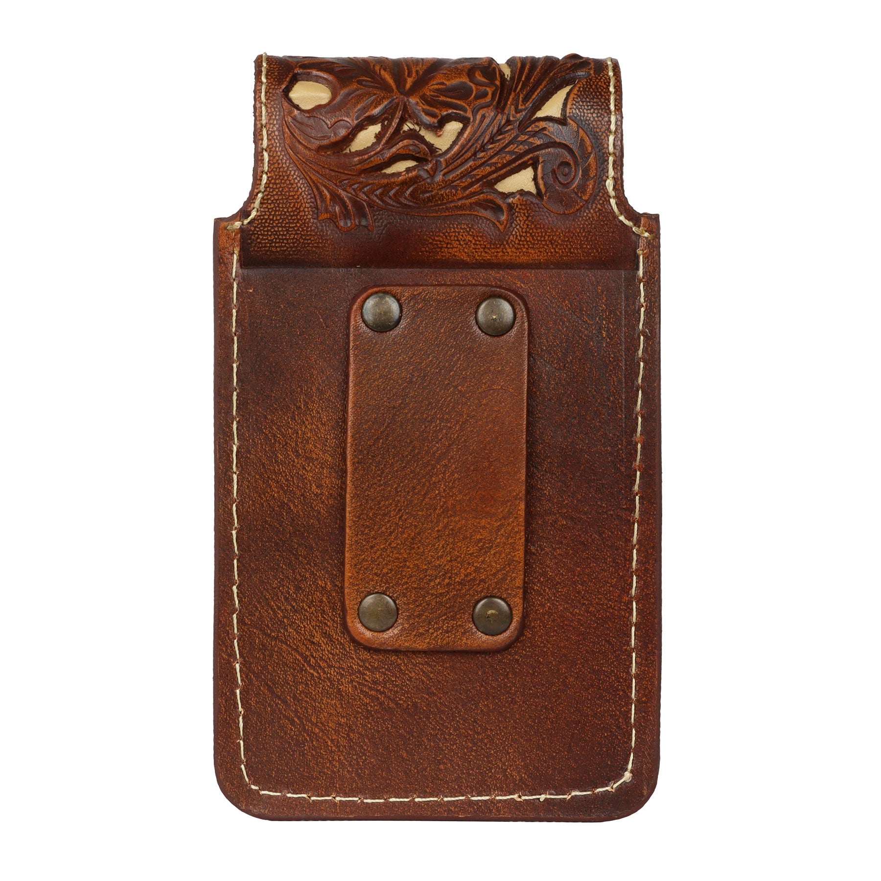 Tombstone Med. Brown Floral Tooled Phone Case