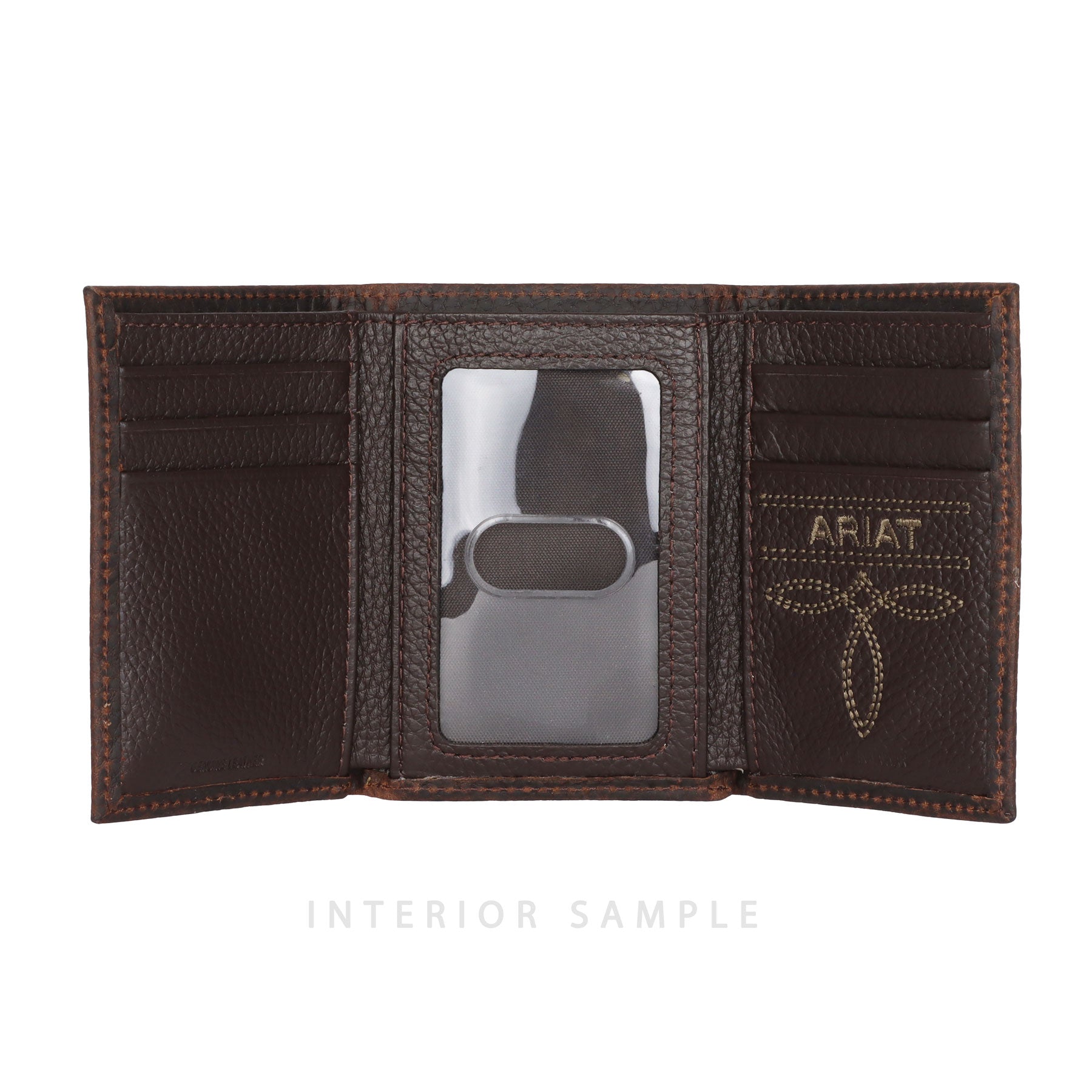 Ariat Med Brown Concho Trifold Wallet