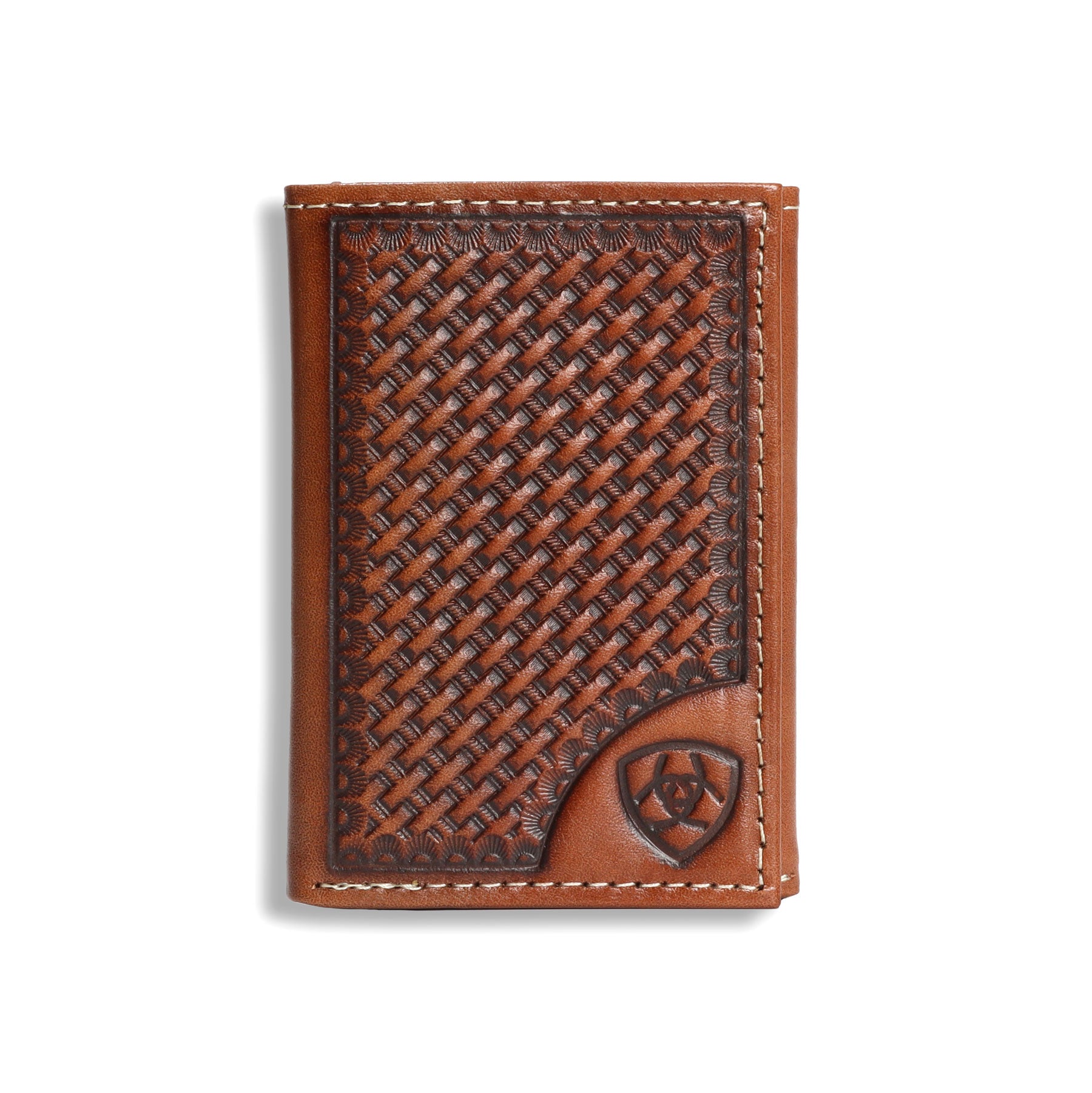 Ariat Tan Basketweave Trifold Wallet