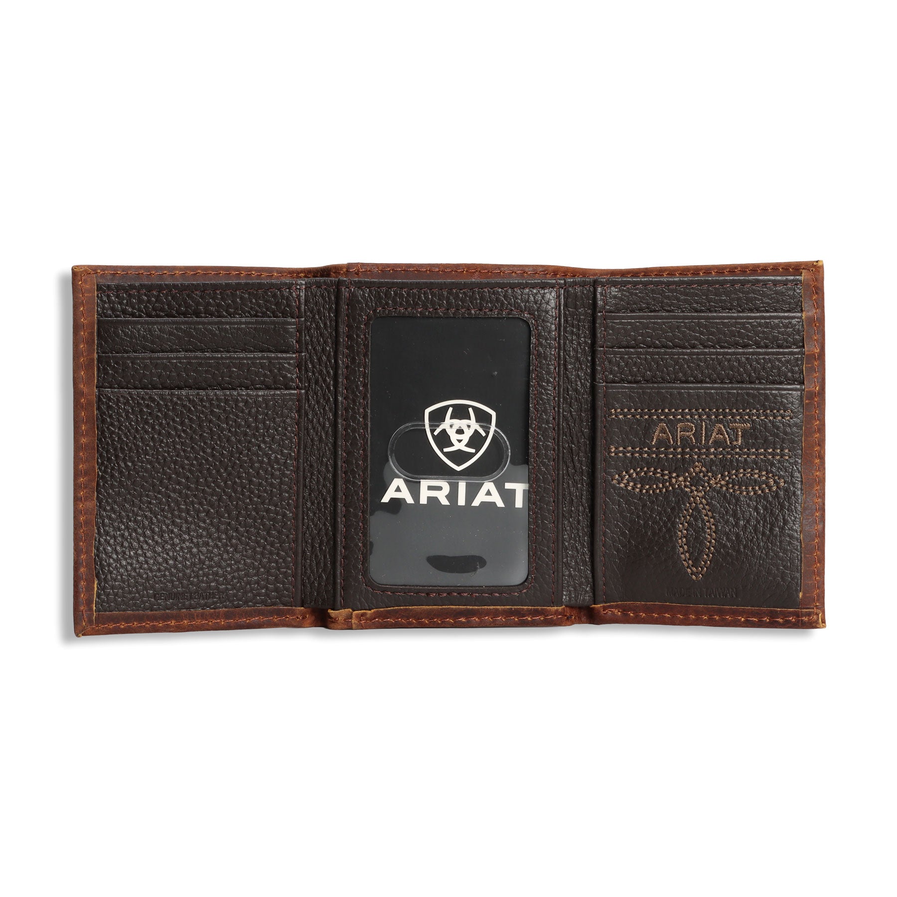 Ariat Brown Flag Design Trifold Wallet