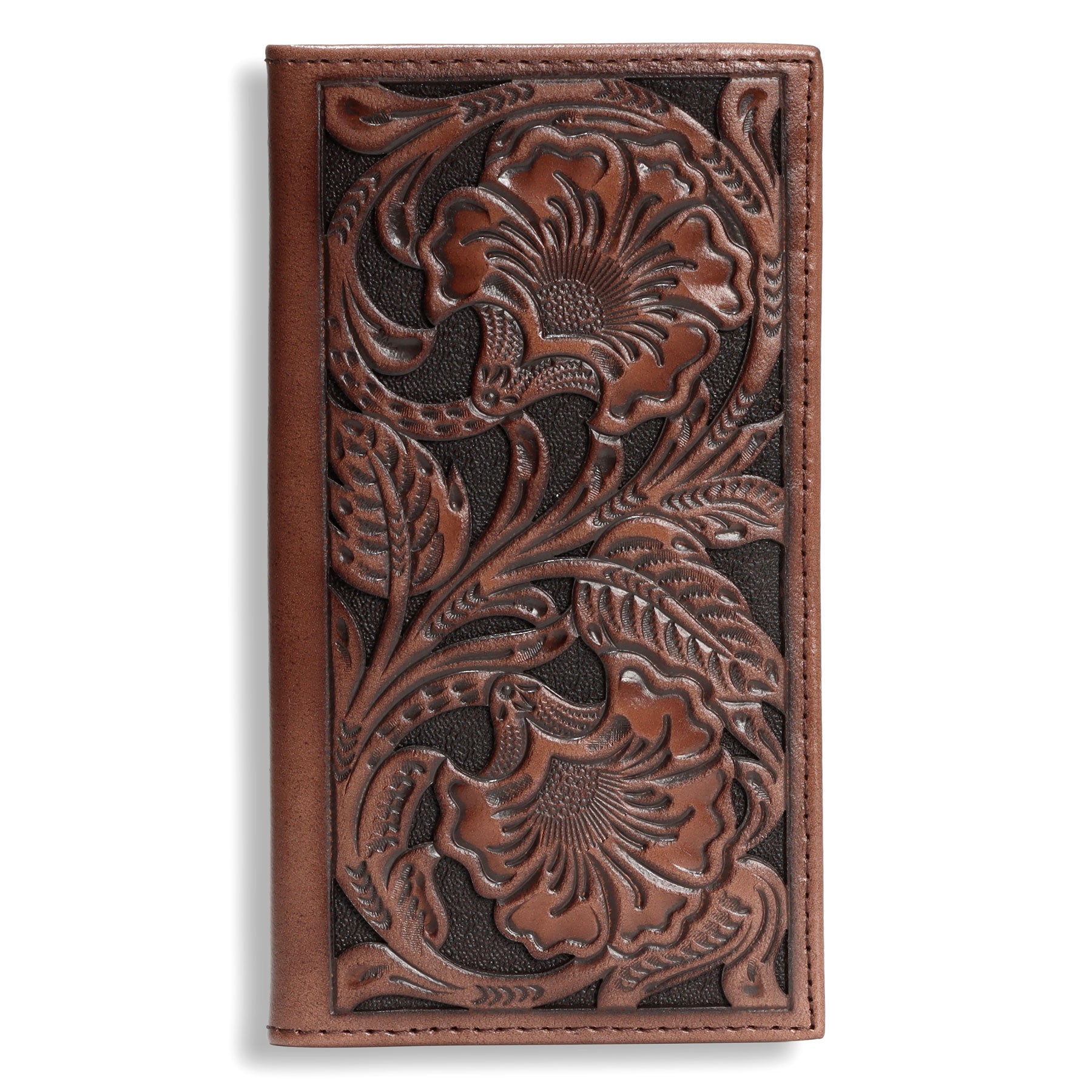 Ariat Brown Floral Tooled Rodeo Wallet