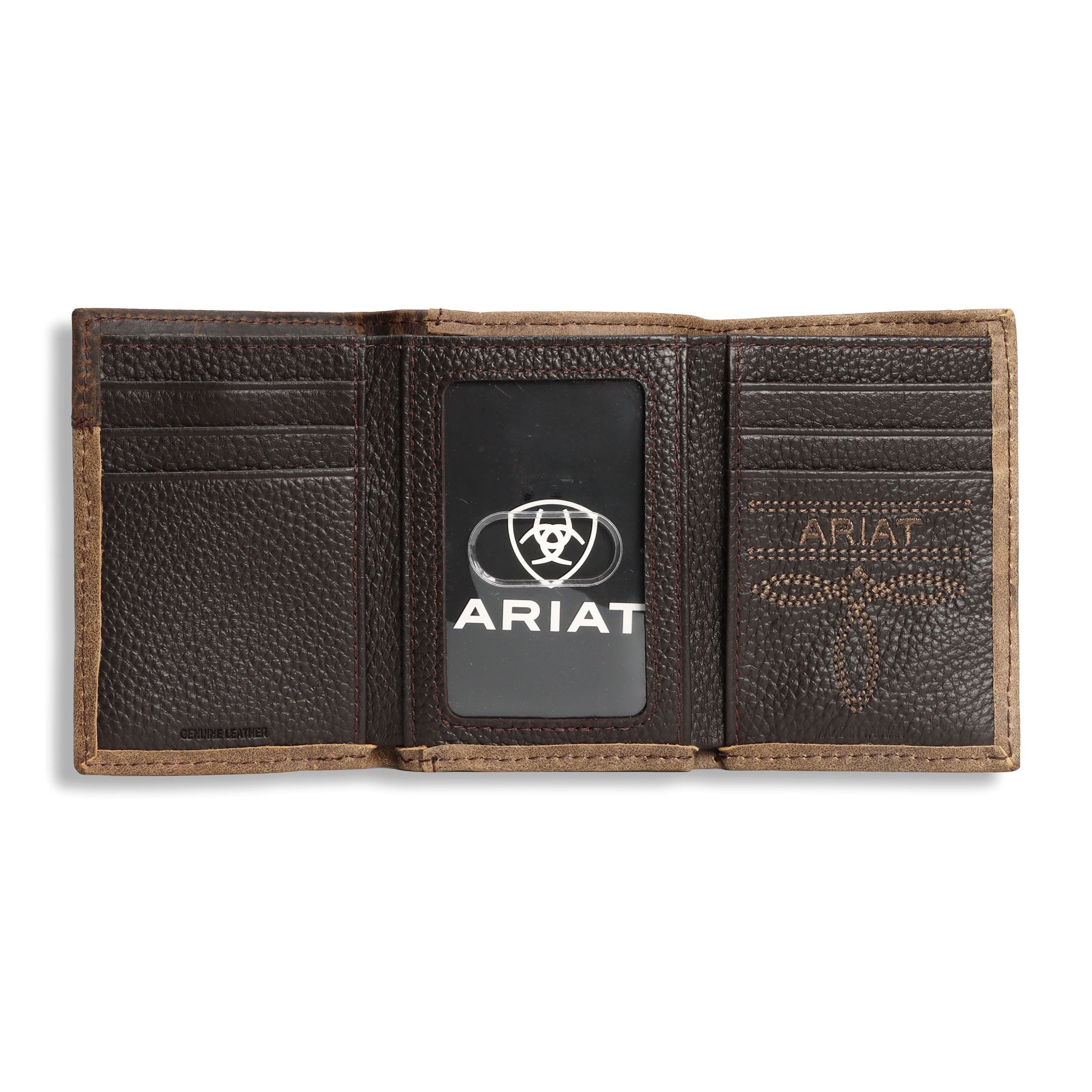 Ariat Medium Brown Stitched Trifold Wallet