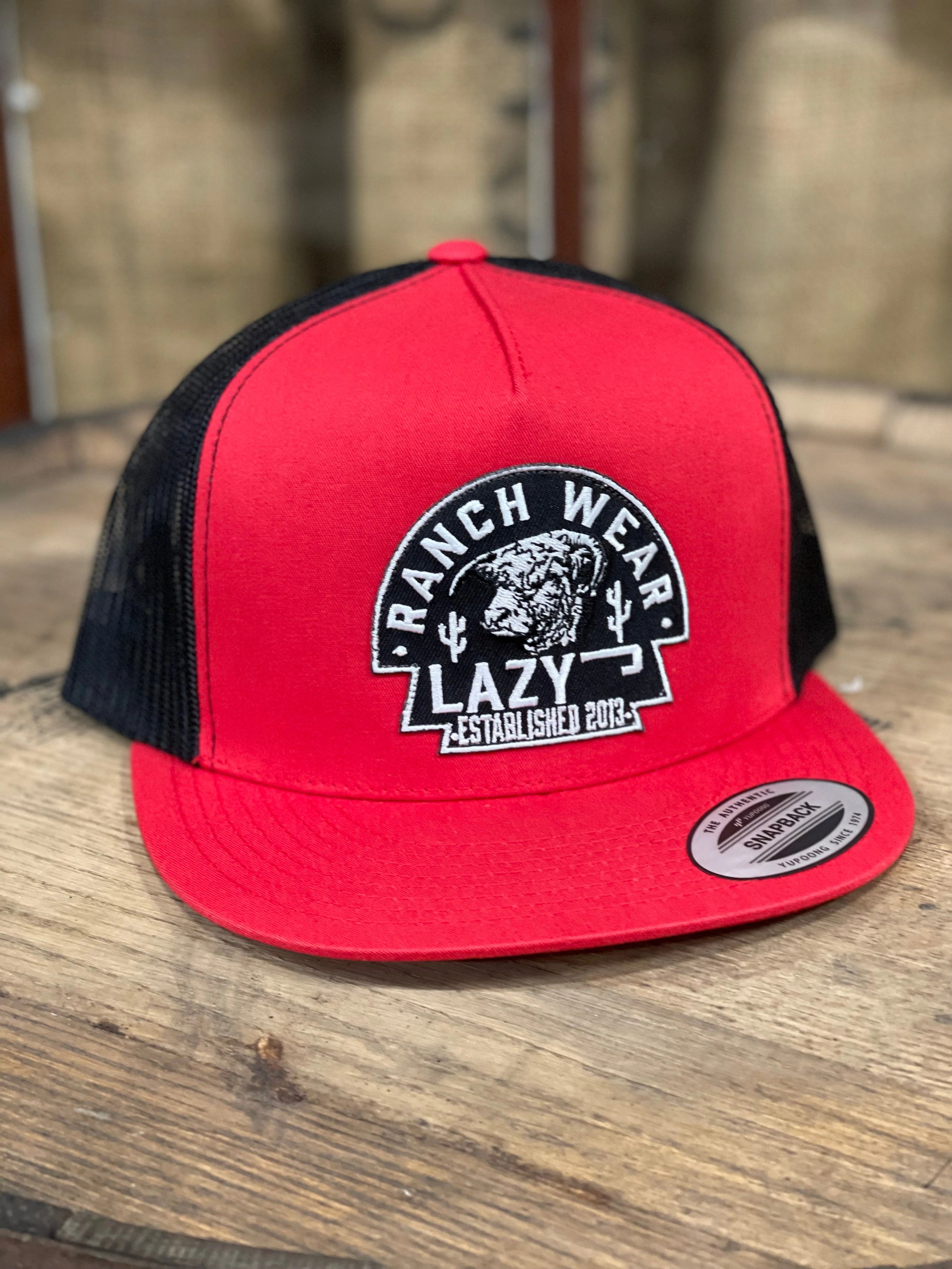 Lazy J Ranch Wear Red & Black Arrowhead Cap