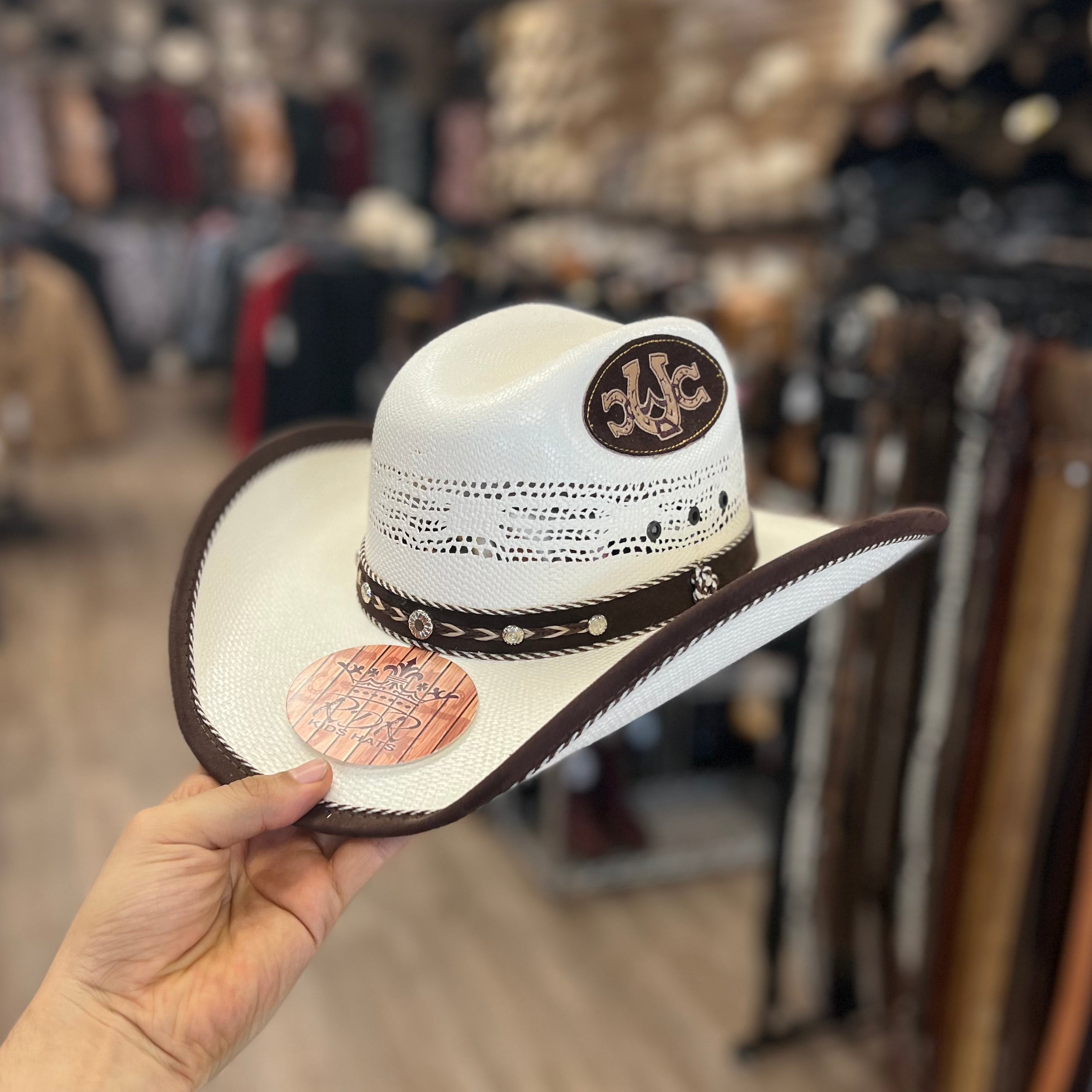 RDR Hats Kids Brown Patch & Bound Edge Straw Hat